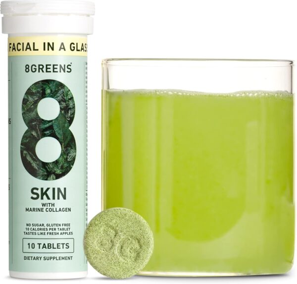 8Greens Daily Greens Skin Effervescent Tablets - for Healthy Skin, Hair, and Nails