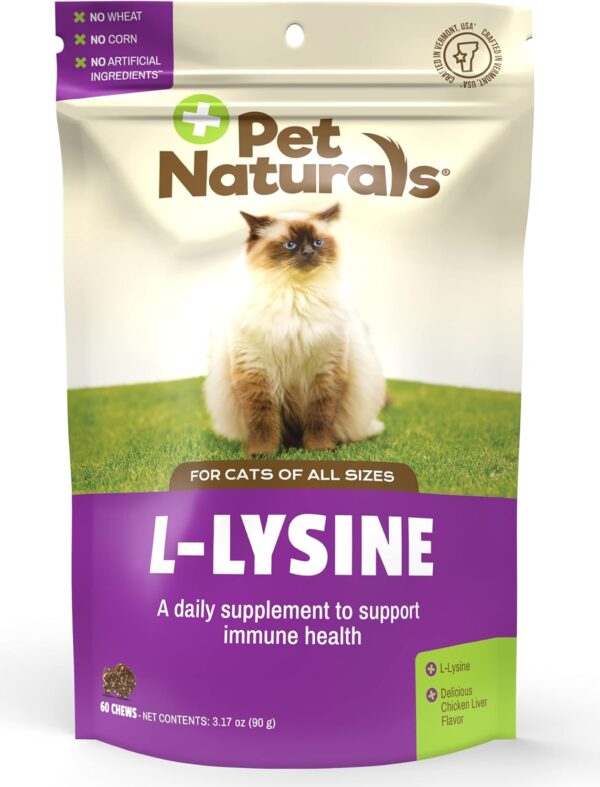 PET NATURALS L-LYSINE CAT CHEWS 60 CNT