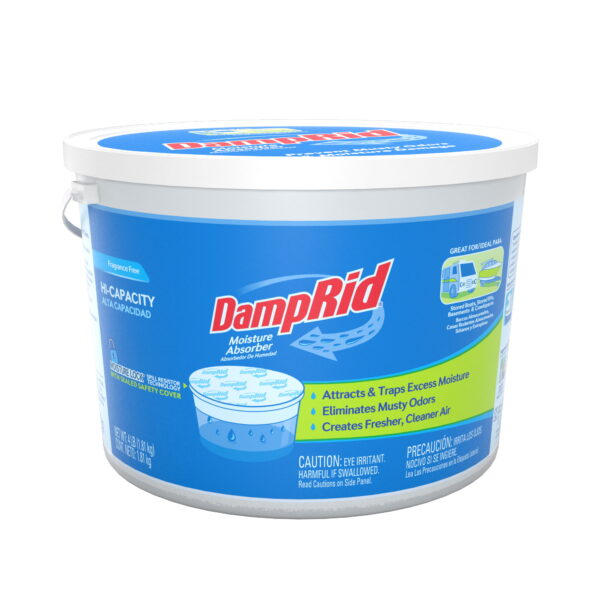 DampRid Moisture Absorber, 4-lb., Fragrance Free, Hi-Capacity Bucket